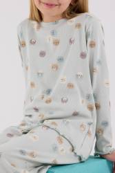 Kız Çocuk Kaşkorse Pijama Takım, %95 Pamuk %5 Elastan - Thumbnail