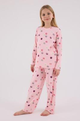 Kız Çocuk Kaşkorse Pijama Takım, %95 Pamuk %5 Elastan - 3