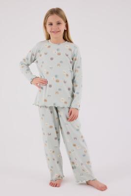 Kız Çocuk Kaşkorse Pijama Takım, %95 Pamuk %5 Elastan - 8