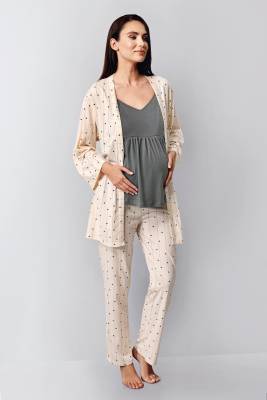 Arnetta - Krem Lohusa 3'lü Takım, Askılı Atlet, Sabahlı ve Pantolon, %100 pamuk (1)