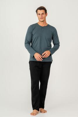 KUTULU ÇEYİZLİK ARNETTA ERKEK İKİLİ TAKIM %100 Pamuk / %100 Cotton Uzun Kol Pijama Takım - 11