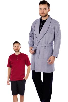 Kutulu Çeyizlik Erkek 5'li Pijama Takım, Kısakol Pijama Takım, Uzunkol Pijama Takım ve Sabahlık - 2