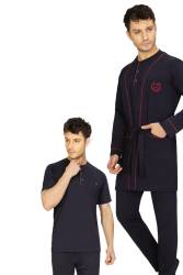 ANCELO - Kutulu Çeyizlik Erkek 5'li Pijama Takım, Kısakol Pijama Takım, Uzunkol Pijama Takım ve Sabahlık