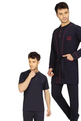 Kutulu Çeyizlik Erkek 5'li Pijama Takım, Kısakol Pijama Takım, Uzunkol Pijama Takım ve Sabahlık - 1
