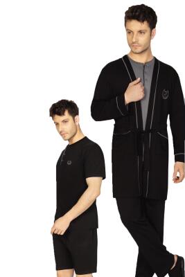 Kutulu Çeyizlik Erkek 5'li Pijama Takım, Kısakol Pijama Takım, Uzunkol Pijama Takım ve Sabahlık - 2