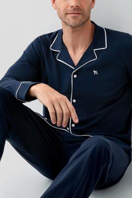 Kutulu Çeyizlik Erkek Gömlek Pijama Takım %100 Pamuk - 3