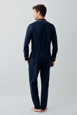 Kutulu Çeyizlik Erkek Gömlek Pijama Takım %100 Pamuk - 4