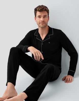 Kutulu Çeyizlik Erkek Gömlek Pijama Takım %100 Pamuk - 6