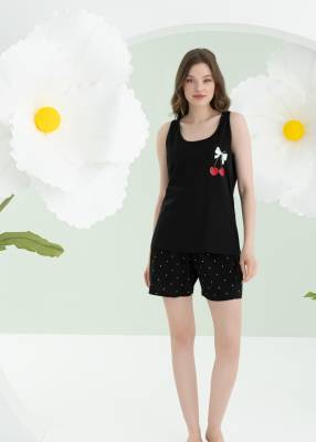 NBB - NBB %100 Pamuklu Kadın Siyah Atlet Şort Takım