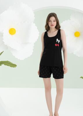 NBB %100 Pamuklu Kadın Siyah Atlet Şort Takım - 1