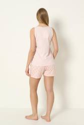 NBB %100 Pamuklu Kadın Somon Atlet Şort Takım - Thumbnail