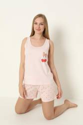 NBB %100 Pamuklu Kadın Somon Atlet Şort Takım