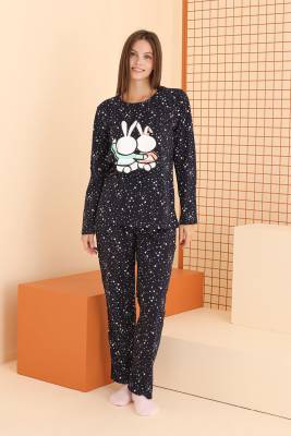 NBB - NBB Kadın %100 Pamuklu, Uzunkol Mevsimlik Penye Pijama Takım