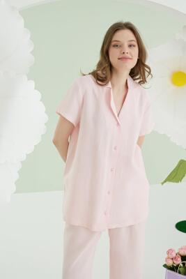 NBB Kadın Gömlek Pijama Takım, Müslin Kumaş, %100 Pamuklu - 2