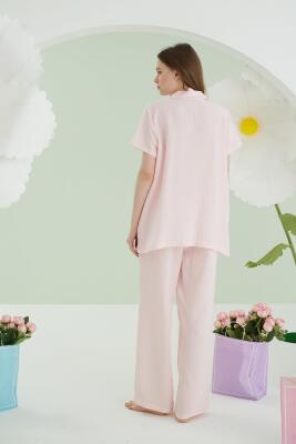 NBB Kadın Gömlek Pijama Takım, Müslin Kumaş, %100 Pamuklu - 3