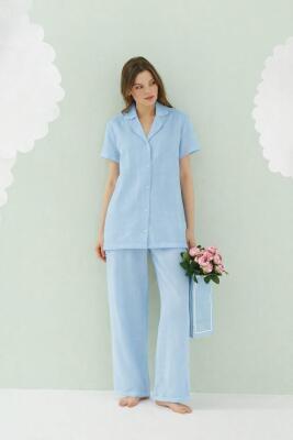 NBB Kadın Gömlek Pijama Takım, Müslin Kumaş, %100 Pamuklu - 6