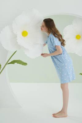 NBB - NBB Kadın Mavi Gecelik %100 Pamuk (1)