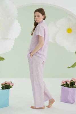 NBB Kalpli Önden Düğmeli Yazlık Pijama Takım, %100 Pamuklu - 2