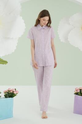 NBB Kalpli Önden Düğmeli Yazlık Pijama Takım, %100 Pamuklu - 3