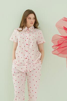 NBB Kalpli Önden Düğmeli Yazlık Pijama Takım, %100 Pamuklu - 5