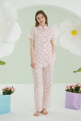 NBB Kalpli Önden Düğmeli Yazlık Pijama Takım, %100 Pamuklu - 6