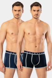 Erkek 2'li Biyeli Boxer, %95 Pamuk, %5 Elastan Lacivert-indigo