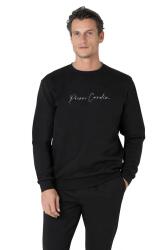 Pierre Cardin %100 Pamuk Erkek 3 İplik Eşofman Takım, Bisiklet Yaka Kolları Manşetli, Düz Paça ve Cep Detaylı Siyah