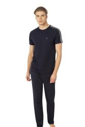 Pierre Cardin %100 Pamuk Erkek Pijama Takım,Bisiklet Yaka, Kısakol, Cepli Lacivert