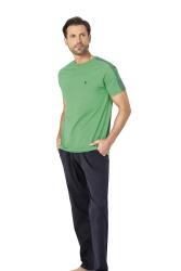 Pierre Cardin %100 Pamuk Erkek Pijama Takım,Bisiklet Yaka, Kısakol, Cepli Yeşil