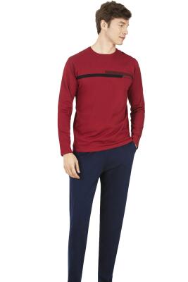 Pierre Cardin %100 Pamuk Uzun Kol Erkek Pijama Takım, Yuvarlak Yakalı Penye Pijama Takım - 1