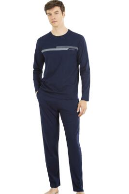 Pierre Cardin %100 Pamuk Uzun Kol Erkek Pijama Takım, Yuvarlak Yakalı Penye Pijama Takım - 2