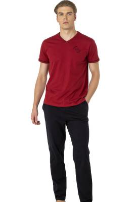 Pierre Cardin - Pierre Cardin %100 Pamuk, V Yaka, Kısakol, Penye Erkek Pijama Takım, Alt Pijama Ceplidir (1)