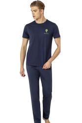 Pierre Cardin %100 Pamuklu, Bisiklet Yaka, Kısakol Penye Pijama Takım, Ceplidir indigo
