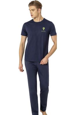 Pierre Cardin %100 Pamuklu, Bisiklet Yaka, Kısakol Penye Pijama Takım, Ceplidir - 2