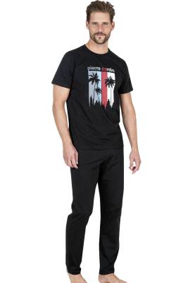 Pierre Cardin %100 Pamuklu Tam Kalıp Pijama Takım, Erkek T-shirt Pantolon Takım, Ceplidir - 5