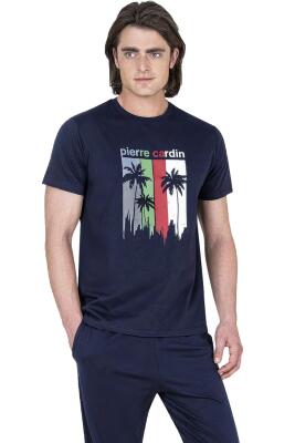 Pierre Cardin %100 Pamuklu Tam Kalıp Pijama Takım, Erkek T-shirt Pantolon Takım, Ceplidir - 3
