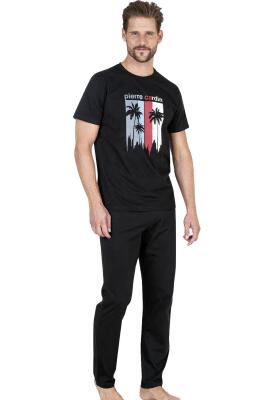 Pierre Cardin %100 Pamuklu Tam Kalıp Pijama Takım, Erkek T-shirt Pantolon Takım, Ceplidir - 5