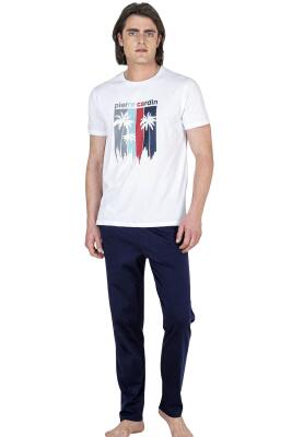 Pierre Cardin %100 Pamuklu Tam Kalıp Pijama Takım, Erkek T-shirt Pantolon Takım, Ceplidir - 1