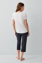 Pierre Cardin Kadın Çizgili Cepli Kapri Pijama Takımı %50 Pamuk %50 Modal – Kısa Kollu Tişört, Rahat Kesim - 8