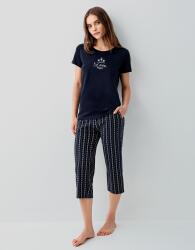 Pierre Cardin Kadın Çizgili Cepli Kapri Pijama Takımı %50 Pamuk %50 Modal – Kısa Kollu Tişört, Rahat Kesim (1)