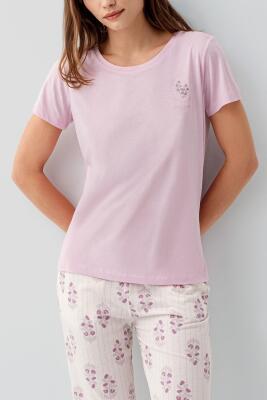 Pierre Cardin Kadın Kısa Kollu Pijama Takımı %50 Pamuk %50 Modal – Desenli Cepli Pijama Altı, Tam Kalıp - 7