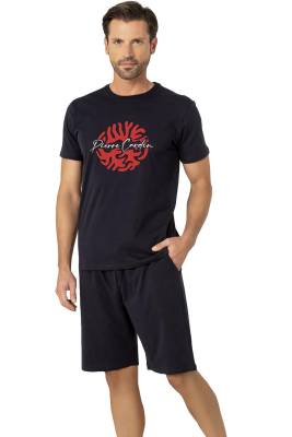 Pierre Cardin, Bisiklet Yaka, Baskılı, T-shirt Şort Takım, %100 Pamuk - 3