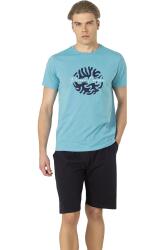 Pierre Cardin, Bisiklet Yaka, Baskılı, T-shirt Şort Takım, %100 Pamuk - 4