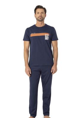 Pierre Cardin, Bisiklet Yaka, Baskılı, Yazlık Pijama Takım, %100 Pamuk - 2
