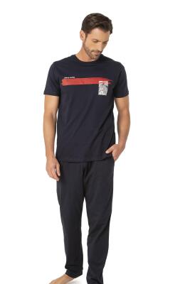 Pierre Cardin, Bisiklet Yaka, Baskılı, Yazlık Pijama Takım, %100 Pamuk - 3