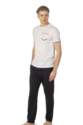 Pierre Cardin - Pierre Cardin, Bisiklet Yaka, Erkek Penye Yazlık Pijama Takım, %100 Pamuk