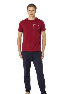 Pierre Cardin - Pierre Cardin, Bisiklet Yaka, Erkek Penye Yazlık Pijama Takım, %100 Pamuk (1)