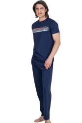 Pierre Cardin Bisiklet Yaka Kısa Kol Tam Kalıp Erkek Pijama Takım, %100 Pamuk, Ceplidir - 5