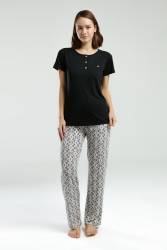 Pierre Cardin Büyük Beden Kadın Pijama Takım, Viskon Kumaş - Thumbnail