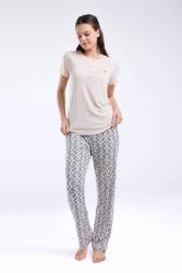 Pierre Cardin Büyük Beden Kadın Pijama Takım, Viskon Kumaş - Thumbnail
